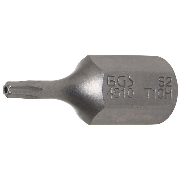 BGS Bit Antrieb Außensechskant 10 mm (3/8) T-Profil (für Torx) mit Bohrung T10 - 4610