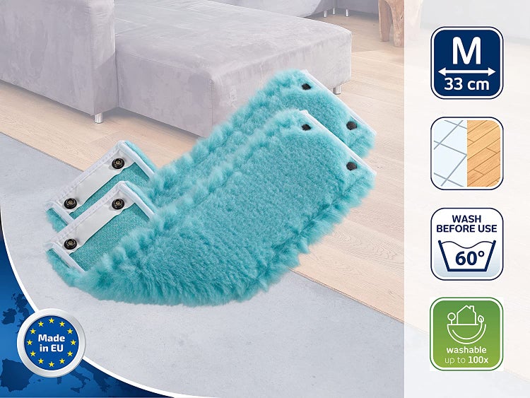 Leifheit 2er Set Wischbezug CLEAN TWIST M static plus, Staubwischer für alle Bodenarten, zieht Staub und Haare an wie ein Magnet, Bodenwischer Ersatzbezug für glatte Böden, trockene Bodenreinigung