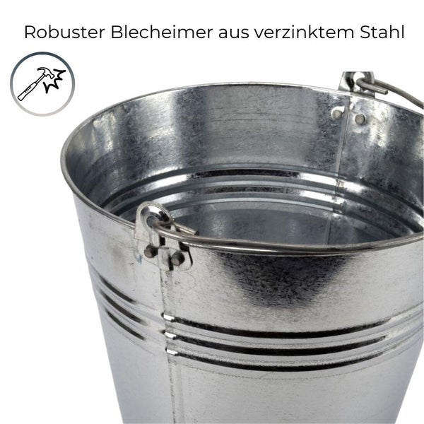 Zinkeimer 10 Liter 6 St. Blecheimer verzinkt Wassereimer Metall Deko Asche Pflanzen Eimer