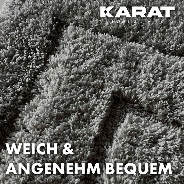 Detailansicht eines weichen, hellen Teppichs der Marke Karat Home and Living