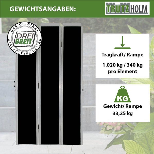 Trutzholm Rampe mit Gewichtsangaben und Tragkraftinformationen