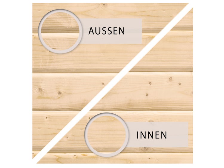 Vergleich der Holzoberfläche für den Außenbereich und Innenbereich.
