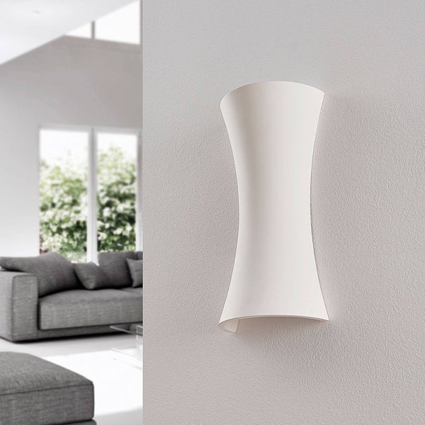 Lindby Wandleuchte, Wandlampe Innen Edon (Modern) in Weiß aus Gips/Ton (2 flammig E14) - Wandstrahler Wandbeleuchtung Schlafzimmer / Wohnzimmer Licht nach oben & unten Schlafzimmerleuchte