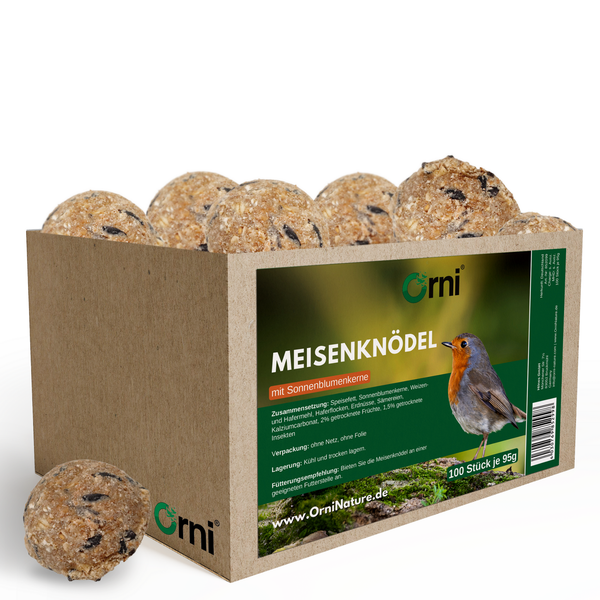 Meisenknödel mit Sonnenblumenkernen in Kartonverpackung, 100 Stück