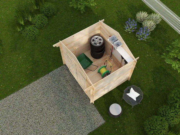 Alpholz Gerätehaus Sven Gartenhaus aus Holz, Holzhaus mit 28 mm Wandstärke Blockbohlenhaus, Naturbelassen