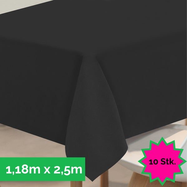 Sensalux Tischdecke, abwaschbar, Vorteilspack, 10 Stück, 1,18m x 2,5m, Schwarz