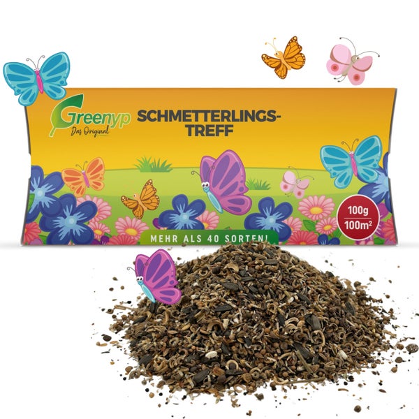 Greenyp Schmetterlingstreff Blumenmischung I 100g für 100m² I Schmetterlingswiese Schmetterlinge & Bienen I I Blumensamen Mischung ein- & mehrjährig