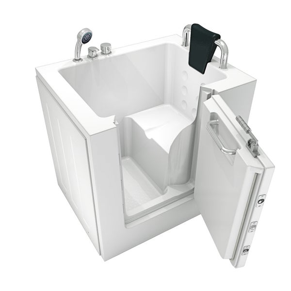 Begehbare Badewanne mit offener Tür, Sitz und Handbrause