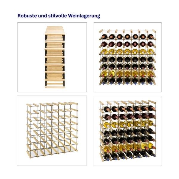 PROREGAL Modulares Weinregal Vinotega Mod Metal HxBxT 72,5 x 72,5 x 24,5 cm 7 x 7 Flaschen Massives Kiefernholz Braun Geölt