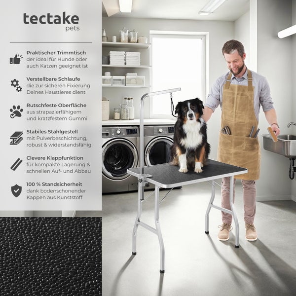 Trimmtisch tectake  Belastbarkeit 60 kg mit höhenverstellbarem Galgen schwarz/grau