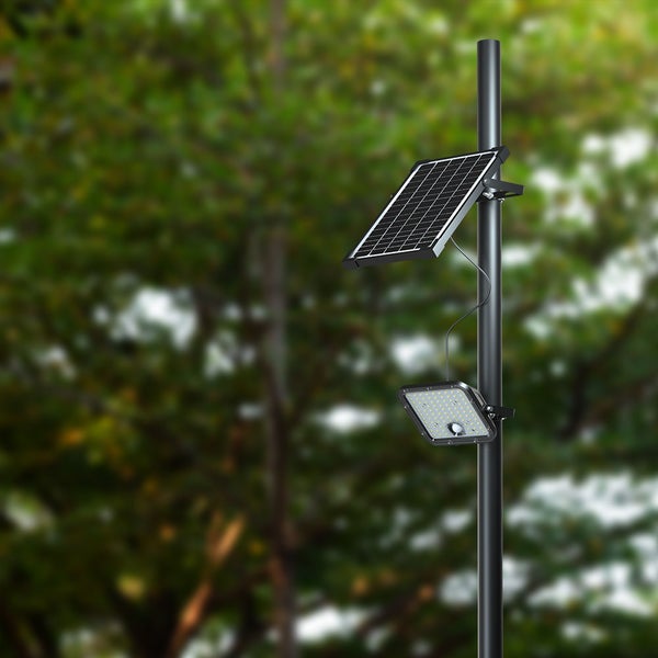 Solarleuchte mit Paneel an einer Stange montiert