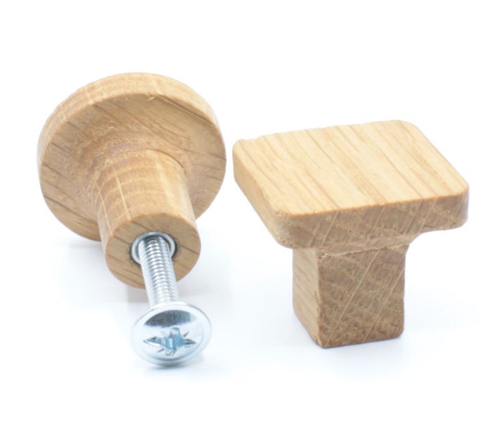 Holzmöbelknöpfe, rund und quadratisch, mit Schraube