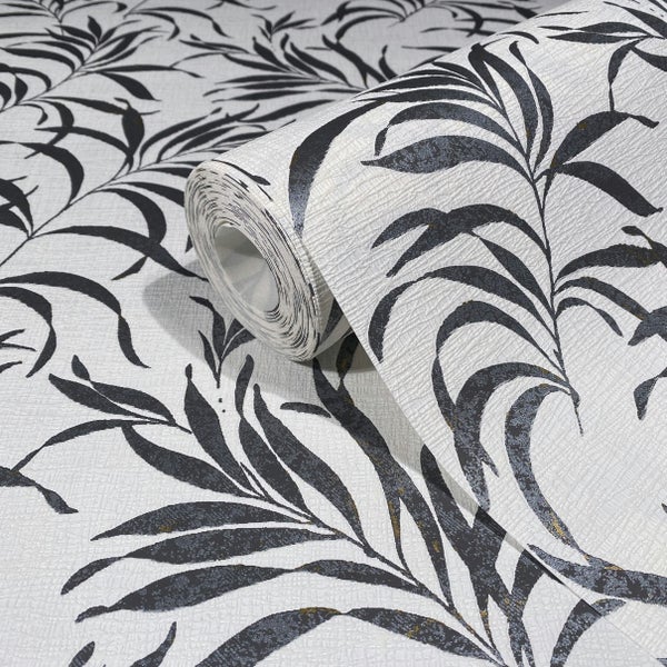 Tapete Weiß Grau Floral Natur für Wohnzimmer Schlafzimmer Küche MADE IN GERMANY 10,05 x 0,53m