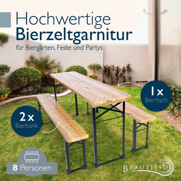 Beautissu BT22 Bierzeltgarnitur 170x46cm (3tlg)