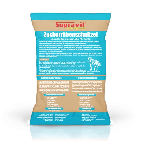 Supravit Zuckerrübenschnitzel für Pferde, 20 kg, zur gesunden Gewichtszunahme