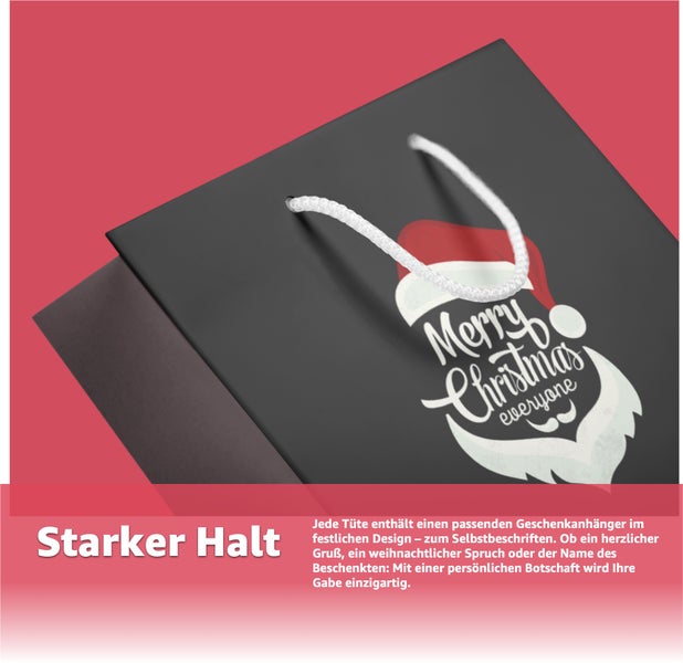 Geschenktüte mit Weihnachtsmotiv und Tragegriffen