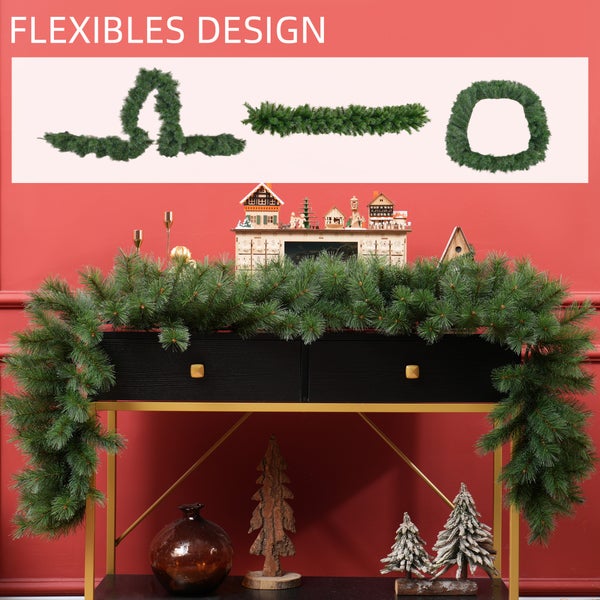 HOMCOM 1,8 m künstliche Weihnachtsgirlande Blumendekoration mit 160 Spitzen Weihnachten Girlande Tanne für Treppen Kamin Grün