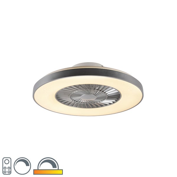 Deckenventilator silber mit Sterneffekt dimmbar - Climo