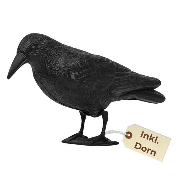 Schwarze Krähenattrappe inklusive Dorn zur Befestigung