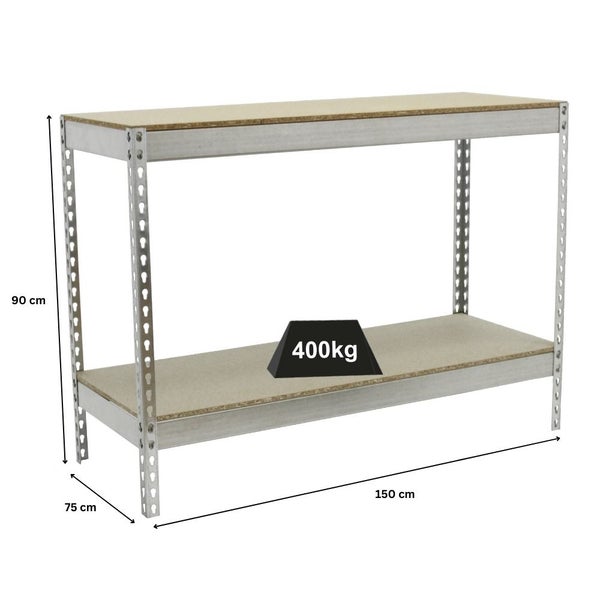 PROREGAL Schwerlastregal Mini Wood Yeti Two HxBxT 90 x 150 x 75 cm Fachlast 400 kg Verzinkt