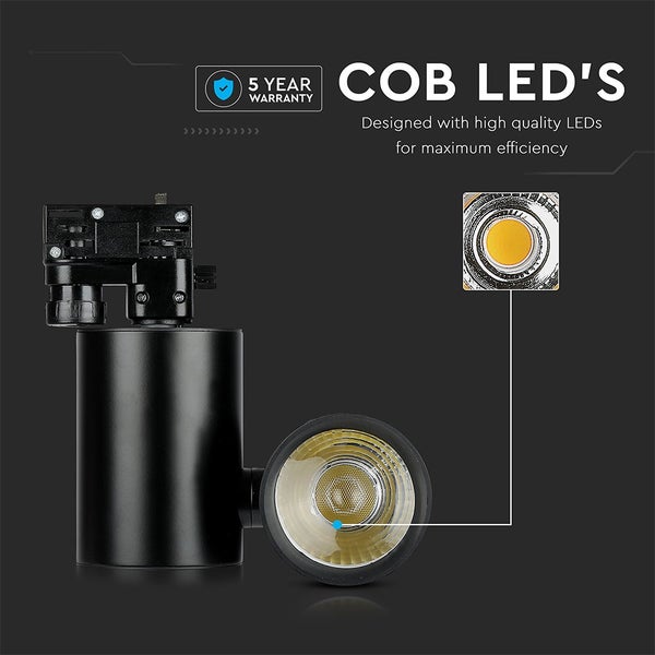 Schwarzer COB LED Strahler mit fünf Jahren Garantie