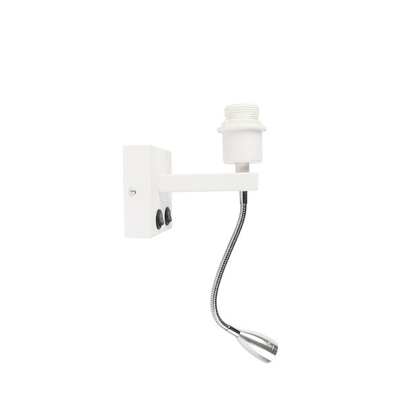 Weiße Wandleuchte mit flexiblem Arm und Lampenfassung