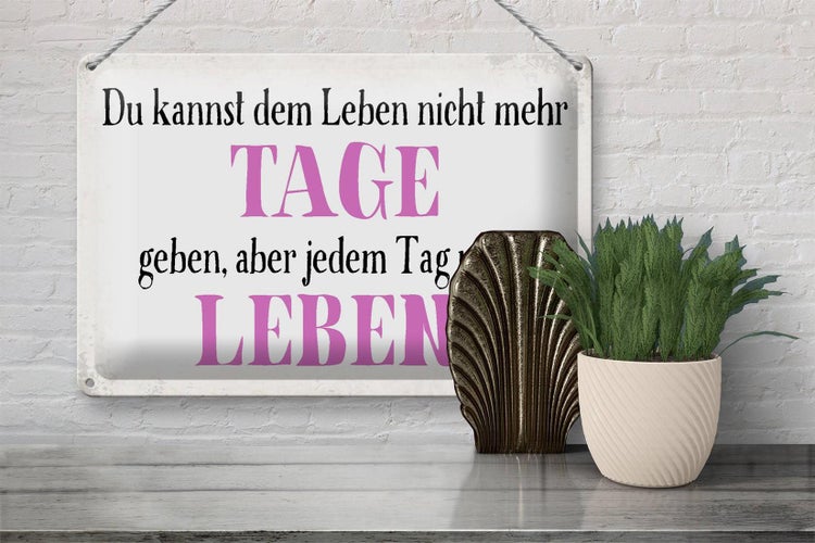 Blechschild Spruch 30x20cm du kannst jedem Tag mehr Leben