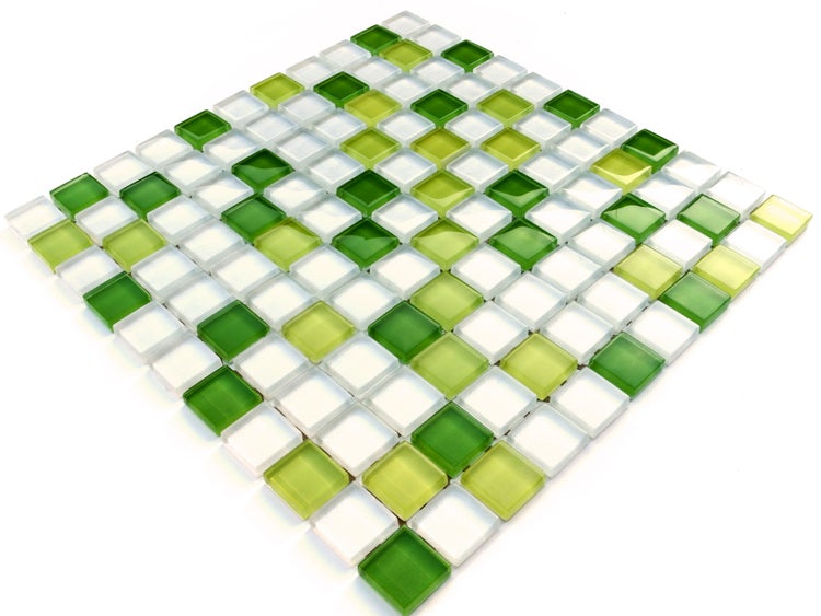 Glasmosaik auf Netz für Bad und Küche 30cm x 30cm  - Apple marshmallow