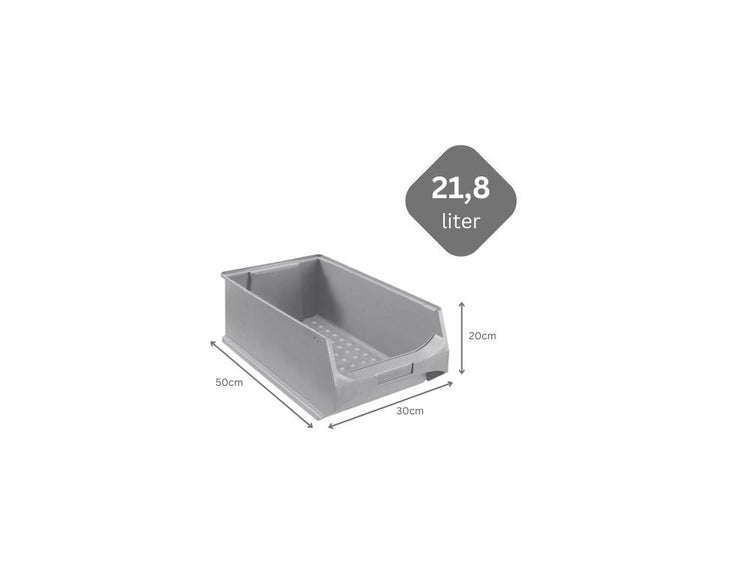PROREGAL SparSet 10x Graue Sichtlagerbox 5.0 HxBxT 20 x 30 x 50 cm 21,8 Liter Sichtlagerbehälter