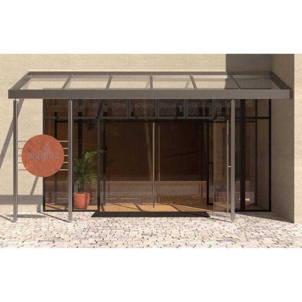 Eingangsbereich mit Vordach aus Glas und Glastüren