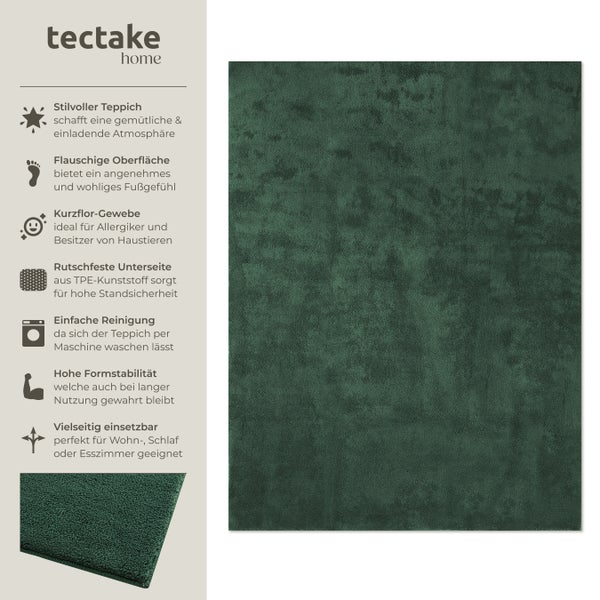 Kurzflorteppich tectake rutschfeste Unterseite verschiedene Größen und Farben 140 x 200 cm
