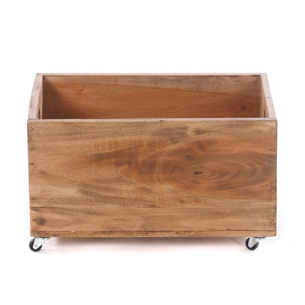 Holzkiste BOX Recyclingholz massiv, mit Rollen 01 natur-vintage