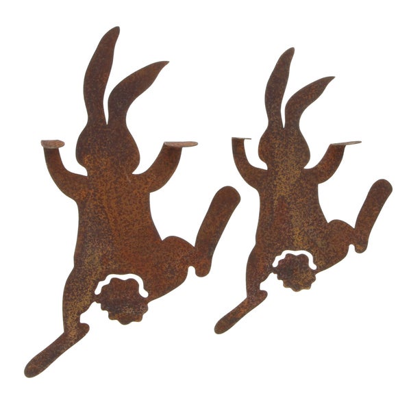 FRANK FLECHTWAREN | Hänger Kletterhäschen, 2er Set, METALL, Höhe 19 cm, 22 cm