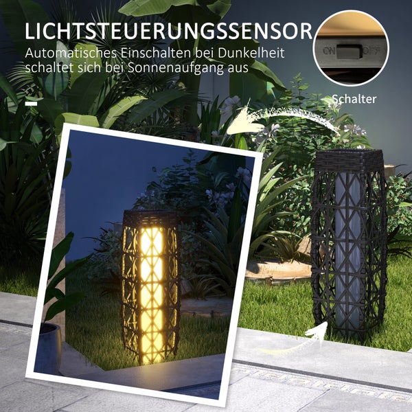 Dekorative Gartenleuchte mit Lichtsensor für automatische Beleuchtung bei Dämmerung