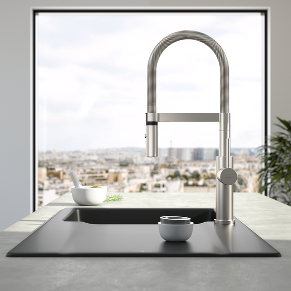 Villeroy & Boch Küchenarmatur Steel Expert 2.0, Hochdruck-Armatur, Umschaltfunktion, wassersparend, Edelstahl massiv
