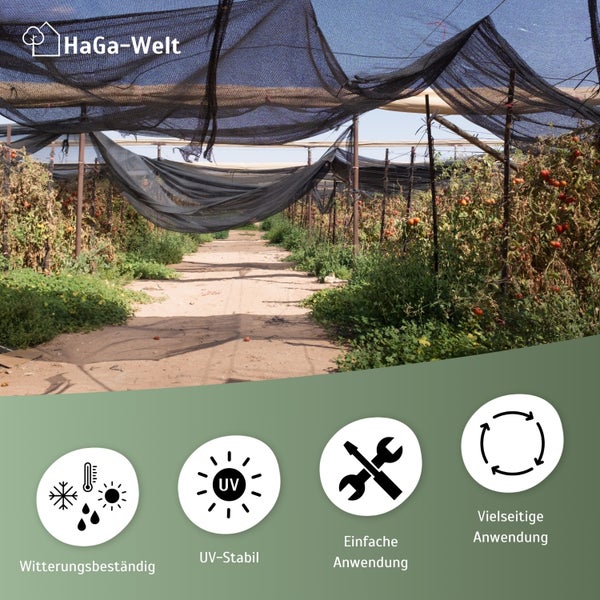 HaGa Schattiernetz 60% in 3m Breite – Sonnenschutz Sichtschutz Schattierung für Pflanzen & Beete