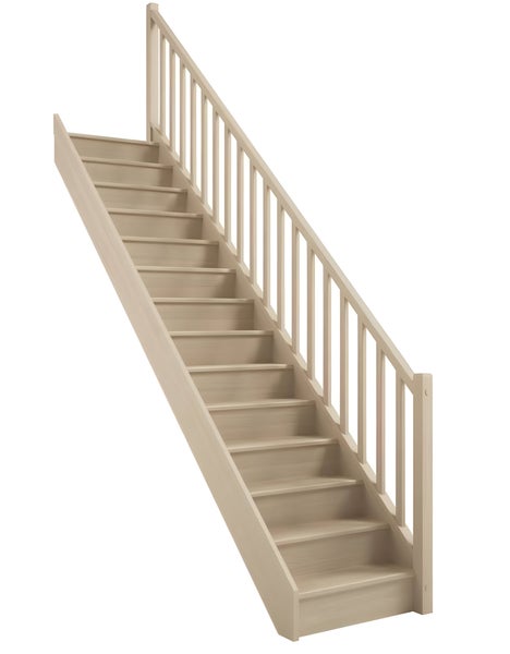 HandyStairs geschlossene gerade Treppe „Vega80“ – 280 cm hoch – 13 Stufen aus Kiefernholz – ohne Handlauf