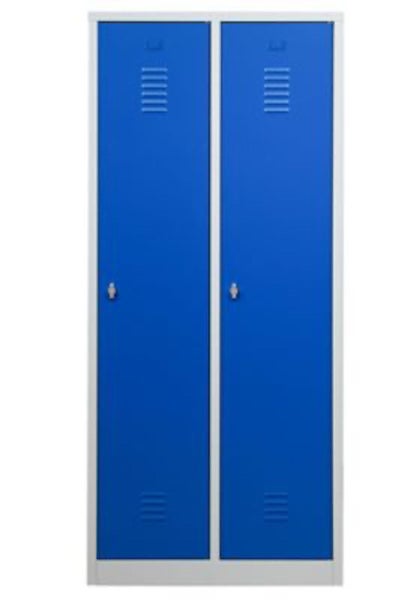 PROREGAL Garderobenspind Camel 2-Fach Mit Pro-Aufteilung HxBxT 180 x 80 x 50 cm Vorhängeschloss Grau-Blau