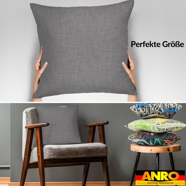 Kissenhülle Grau  60x60cm ohne Füllung Leinenoptik