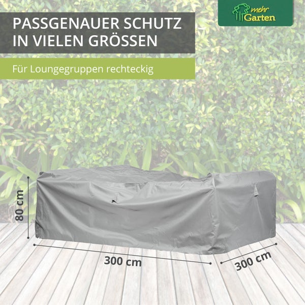 Mehr Garten Lounge Abdeckung rechteckig I Abdeckung Gartenmöbel Winterfest I Gartenmöbel Abdeckung Wasserdicht I UV-beständig & wetterfest I 365x365x80 cm I Oxford 600D Gewebe