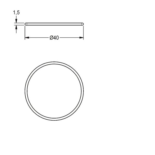 Technische Zeichnung eines O Rings mit einem Durchmesser von 40 Millimetern und einer Stärke von 1,5 Millimetern.