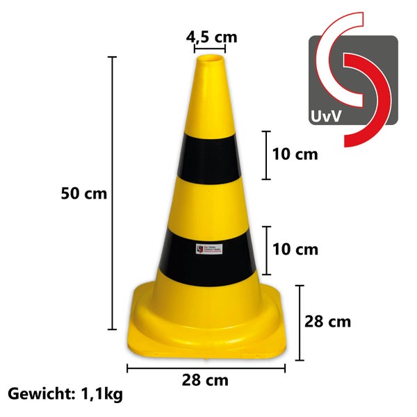 Verkehrskegel mit gelb-schwarzen Streifen