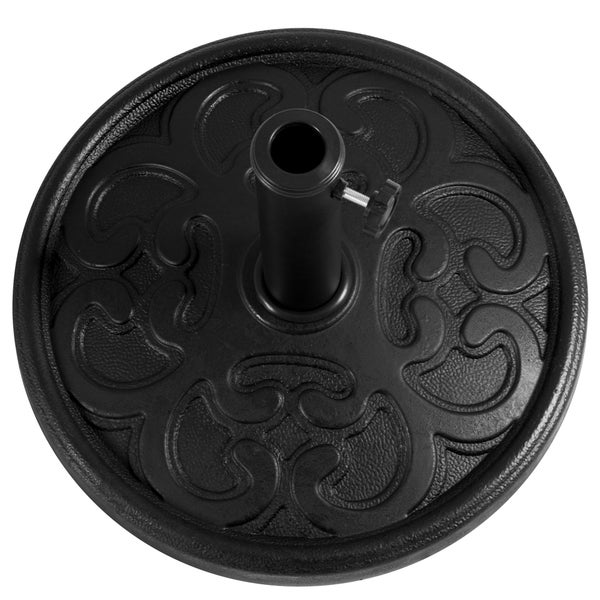 Runder Sonnenschirmständer aus Kunststoff mit Muster und Feststellschraube