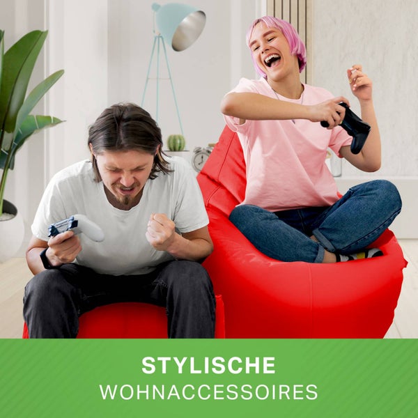 Green Bean 2er Set Sitzsack + Hocker - fertig befüllt - robust waschbar schmutzabweisend - Kinder & Erwachsene Bean Bag Bodenkissen Lounge Sitzhocker Relax-Sessel Gamer Gamingstuhl Pouf - Rot