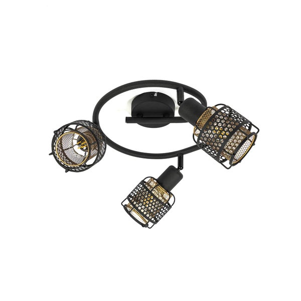 Deckenleuchte mit drei Strahlern und Metallschirm