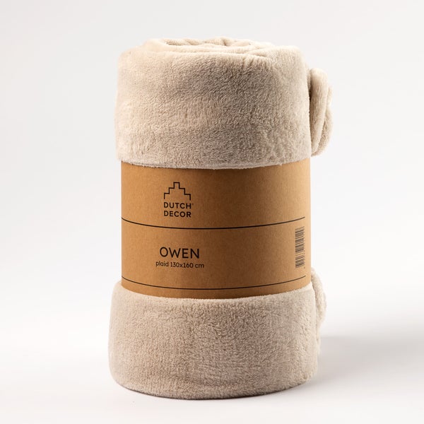 Aufgerollte beigefarbene Kuscheldecke 130x160 cm mit Banderole