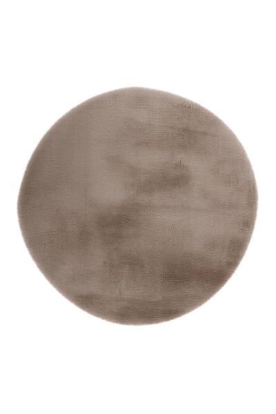 Runder Webpelz-Teppich mit weicher Oberfläche in Taupe.