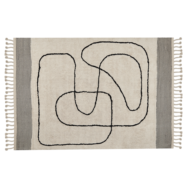 Teppich DOKUZ Beige 140 x 200 cm Baumwolle