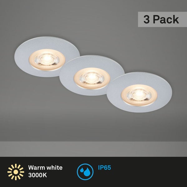 LED Einbauleuchten, chrom-matt, IP65, 3xLED/5W