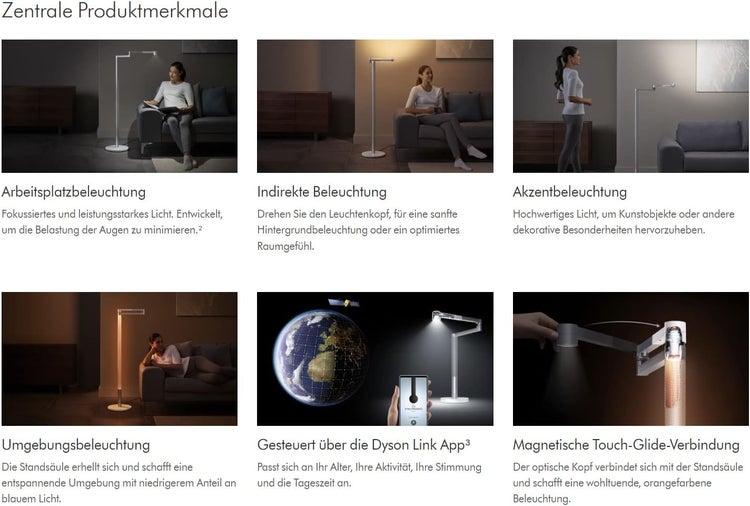 Dyson Solarcycle Morph LED Stehlampe Wohnzimmer 4in1, Stehleuchte schwarz - 125 x 46,5 x 30,1 cm, Lampe Leuchte